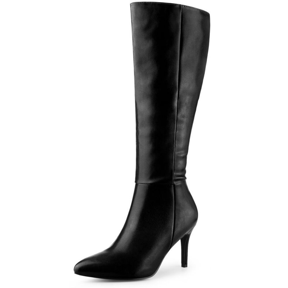 High Heels Pointed Stiletto Heel Black Knee High Boots